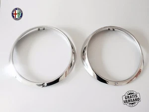 Chrome Rings Headlight SPIDER Alfa Romeo 105 115 66-93 Set Ornamental Bezels - Picture 1 of 8