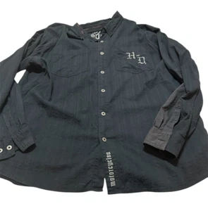 Harley Davidson Button Up Shirt Mens 2XL XXL Black Embroidered Long Sleeve - Picture 1 of 10