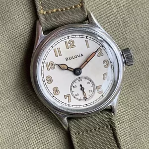 1943 Bulova ORD. DEPT. U.S. Military WWII 10AK Luminous White Dial Wristwatch 2 - Picture 1 of 11