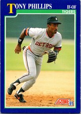 1991 Score Baseball Tony Phillips Detroit Tigers #38 v2