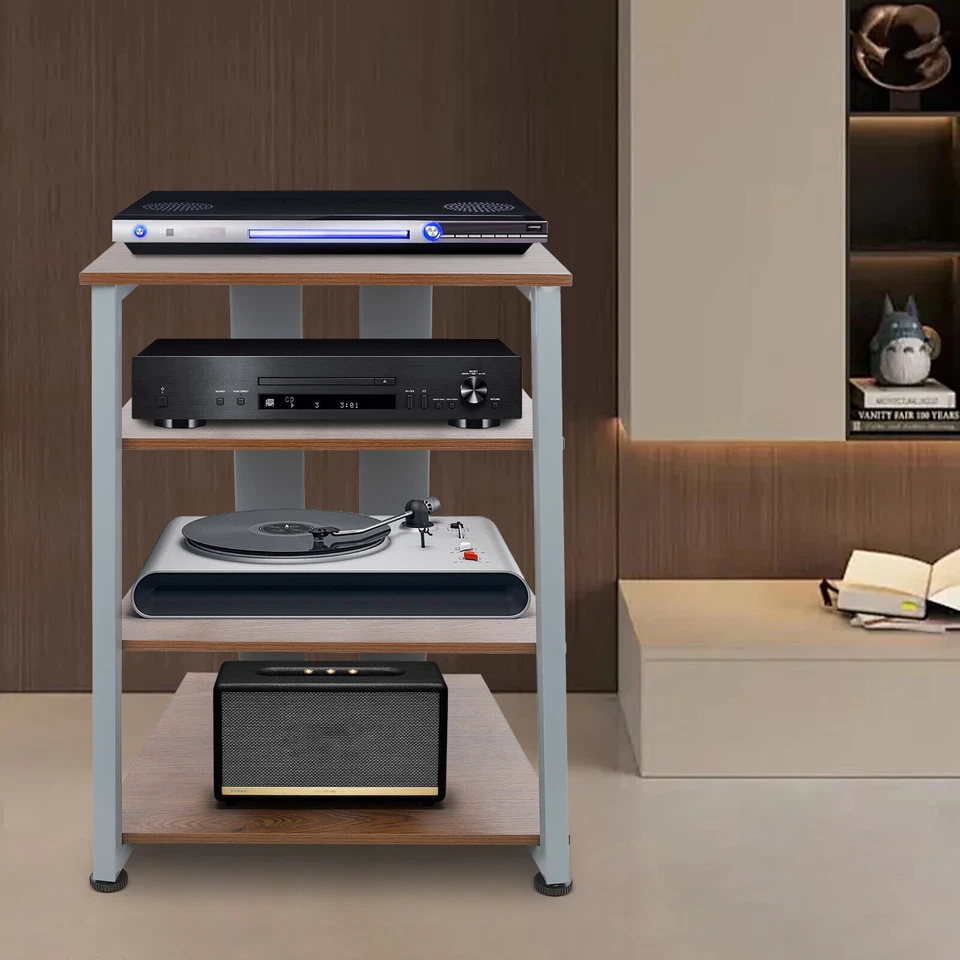 4-Tiers AV Media Stand Stereo Stand with Storage Shelves 78cm AV Media Stand - Image 1 of 4