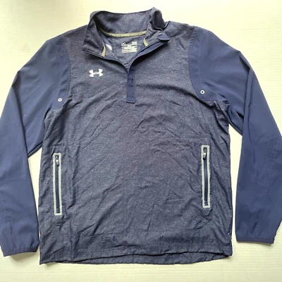 Under Armour 1/4 Zip Sweater Golf Shirt LS Mens M All Season Gear Loose Blue - Image 1 of 4