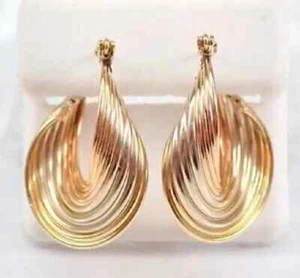 Hoop Earrings Vintage Estate Twisted Estate Tri Color Twisted Hoops For Her - Picture 1 of 8
