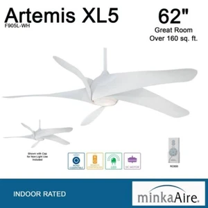 Minka Aire F905L-WH Artemis XL5 62 in. Indoor White Ceiling Fan with Remote - Picture 1 of 6