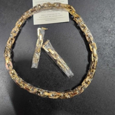 "Juego de collar con pendientes Eddie Borgo Supra Link clásico Heritage Link 17""" Foto 1 de 4