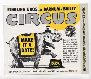 C1960s Ringling Bros Circus Madison Square Garden Advertisement Handout Card S1 - Bild 1 von 2