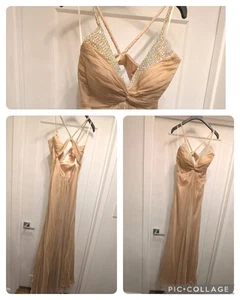 $500 LA FEMME Prom Dress Ball Gown Pageant Beaded Pleated Mermaid Size 4 *FLAWS! - Picture 1 of 24
