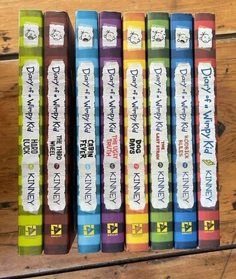 8 books Diary of a Wimpy Kid by Jeff Kinney lot set Hardcover 1-8 - Image 1 of 4