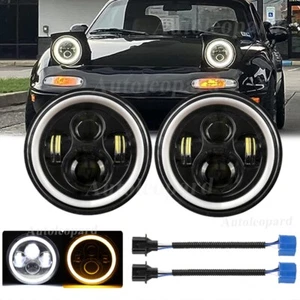 For 90-97 Mazda Miata MX5 MX-5 7" LED Headlight White DRL Amber Turn Light Hi Lo - Picture 1 of 12