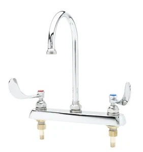 T&S Brass B-1142-04 8-Inch C/C Faucet with 4-Inch Wrist and Gooseneck, Chrome - Picture 1 of 1