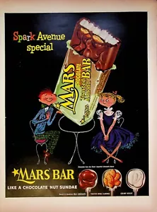 1954 Mars Bar Like Chocolate Nut Sundae Vintage Print Ad Almonds Creamy Nougat - Picture 1 of 2