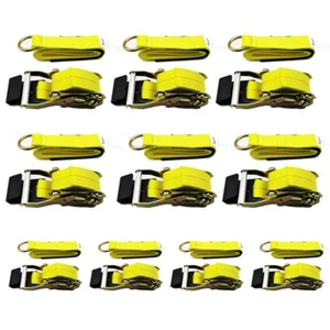 10 Pack Flat Hook 2"x8' Side Mount Wheel Net Tie Down with Ratchet Lasso Straps - Picture 1 of 8