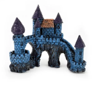 Aquarium Dekoration Burg mit Brücke blau Schloss Deko Festung Ritterburg Castel - Bild 1 von 4