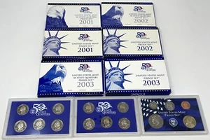 2001 2002 2003 Proof Sets United States Mint Uncirculated State Quarters Dollars - Picture 1 of 1
