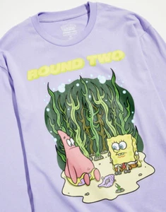 SpongeBob Nickelodeon X Round Two Langarm lila T-Shirt XL Neu mit Etikett Rakeem Miles - Bild 1 von 5