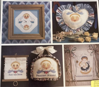 Vtg Rare The Cricket Collection NIGHT & DAY Cross Stitch 1990 Leaflet #80 - Image 1 of 4