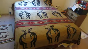 Kokopelli Southwest Native Indian Style queen bedspread used for 1 month on - Picture 1 of 6
