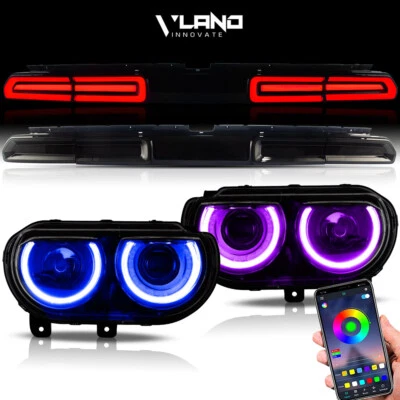Faros LED RGB y luces traseras LED ahumadas VLAND para Dodge Challenger 2008-2014 Foto 1 de 4