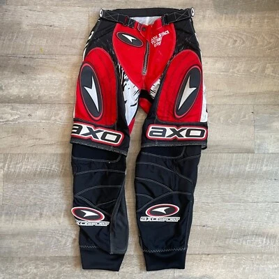 复古 AXO Sport 男式 28 W 红色黑色越野赛 Y2K 防护 MX 赛车裤 — 第 1/4 张图片