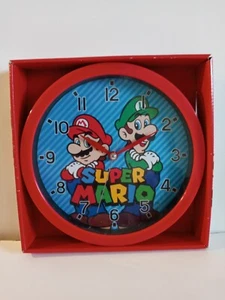 Nintendo Super Mario Luigi 10 Inch Wall Clock Red Frame Plastic - Picture 1 of 9