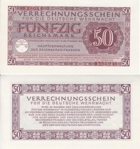 Verrechnungsschein Deutsche Wehrmacht, 50 Reichsmark 1944, Ros.514, ksfr. - Picture 1 of 1