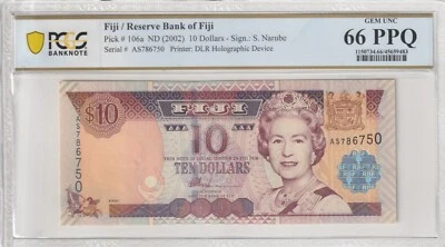 Fiji 2002 10 Dollars PCGS Certified Banknote UNC 66 PPQ Pick 106a - Image 1 of 2