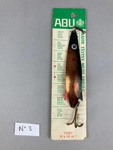 NEW OLD VINTAGE STOCK CARDED ABU TOBY 18g T SWEDEN PIKE SALMON SPOON LURE - Picture 1 of 4