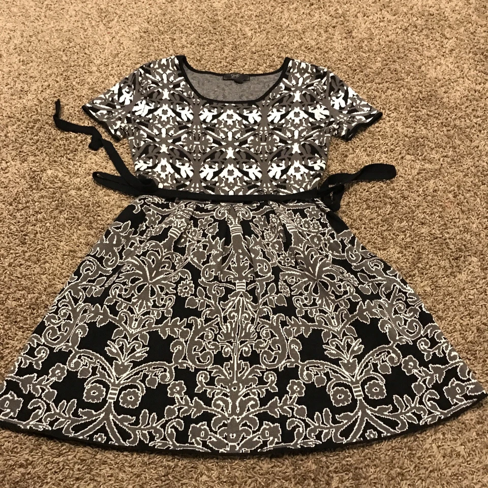 Jessica Simpson Mujer M Acrílico Negro Gris Tejido Vestido B19 Foto 1 de 3