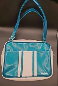 MCM Trophy Queen Retro GTO Tragetasche Geldbörse blau funkelnd weiß mit Leopardengepäck - Bild 1 von 15