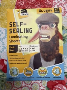 Thermal Laminating Sheets 5.3 x 7.3 Inches 4 Mill Thick 20 Pack - Imagen 1 de 2