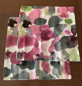 Two Canvas Cushion Throw Pillow Covers Pink Gray Green Ivory 20x20 Ikea Bronsmal - Picture 1 of 5