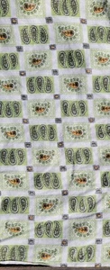 VINTAGE 1950s-1960'S  Green  white paisley Plaid FABRIC 100% Cotton woven - Picture 1 of 2