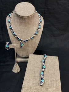Gorgeous Necklace, Bracelet, and Earrings Silver marked Mexico TD-92 950  - Picture 1 of 4