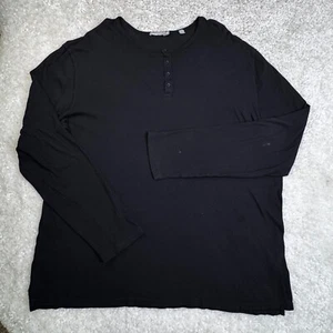 Vince Mens XXL Long Sleeve Henley Tee Black - Picture 1 of 7
