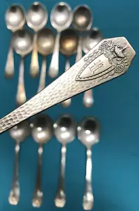 13 Pc 1916 HERALDIC Silverplated 7" ROUND GUMBO / SOUP SPOONS 1847 Rogers MONOS - Picture 1 of 9
