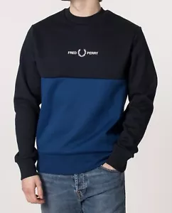 Fred Perry Colour Block Mens Long Sleeve Sweatshirt Medium - Picture 1 of 9