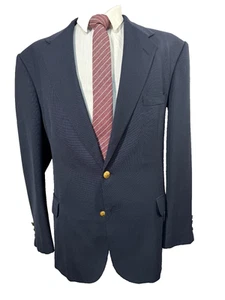 Herren Marineblau Wollmischung Klassische Passform 2 Knopf Sport Mantel Blazer Jacke 44R - Bild 1 von 10