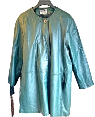 Elegante Abrigo de Cuero para Mujer de los 90’s Verde Estilo Columpio Grande Muerte Suave Usado en Excelente Condición Foto 1 de 4