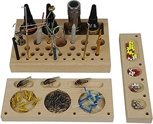 3 in 1 Klassisch Holz Fliegenbinden Werkzeug Caddy Angeln Werkzeuge Organizer - Bild 1 von 3