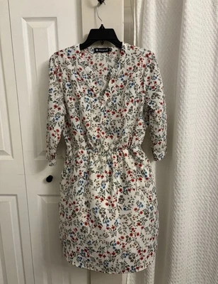 Vestido Allegra K Mujer Talla Pequeña Manga Larga Medio Botón Estampado Cintura Elástica Foto 1 de 4