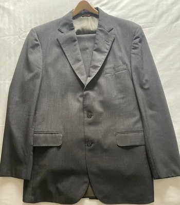 Traje de 2 piezas gris carbón Corbin para hombre 44L chaqueta 38x33 plisado pantalón con puños Foto 1 de 3