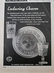 1952 Imperial Glass Corporation Cape Cod pattern Plate Stem glassware vintage ad - Picture 1 of 1
