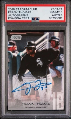 2018 Stadium Club Frank Thomas Autograph Dual Graded (PSA 8) Auto 8 POP 1 - Image 1 of 3
