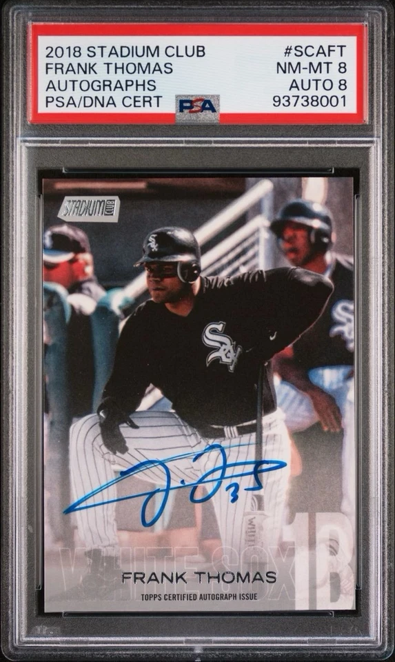 2018 Stadium Club Frank Thomas Autograph Dual Graded (PSA 8) Auto 8 POP 1 - Image 1 of 3
