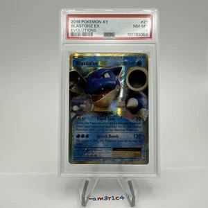 Graded PSA 8 2016 Pokemon XY Blastoise EX Evolutions #21 - Picture 1 of 3