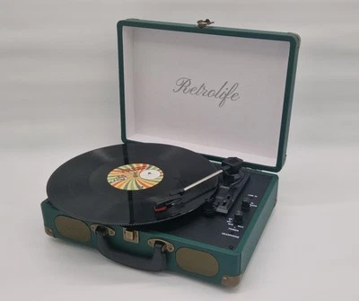 RETROLIFE Tragbarer Retro-Plattenspieler im Kofferdesign – 3 Abspielgeschwindigkeiten