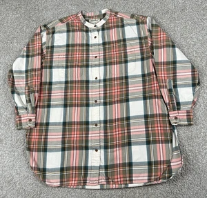 Eddie Bauer Shirt Womens Large Multicolor Plaid Henley Flannel Oversized Relaxed - Picture 1 of 8