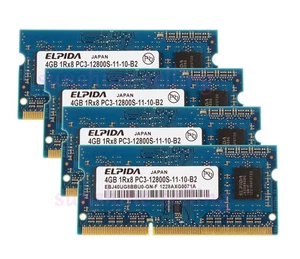 16GB(4x 4GB) Elpida RAM 1Rx8 PC3 12800S Memory SODIMM 1600Mhz Laptop Intel 1.5V - Picture 1 of 8
