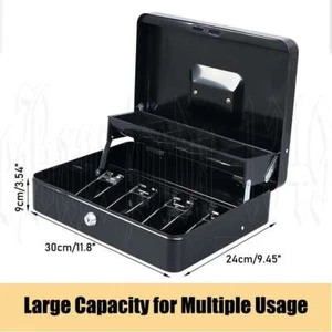 Lockable Cash Box Deposit Slot Petty cash Money Box Safe with 2 keys Portable - Picture 1 of 14