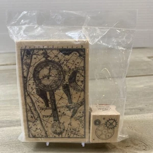 Club Scrap Pendulum Map Globe Gears Limited Edition Set of 2 Stamps 4356/10710 - Picture 1 of 2